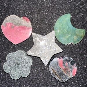 5 Shaped stones! Includes Jade, Jasper, Rhodonite & more!